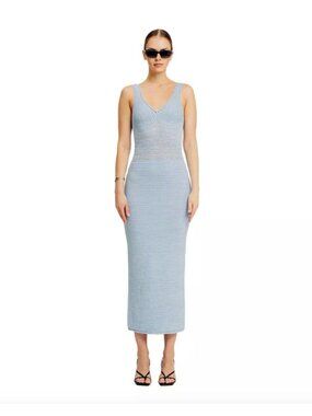 Torn By Ronny Kobo Madi Sleeveless Knit Dress Light Sky/White Womens Size Medium